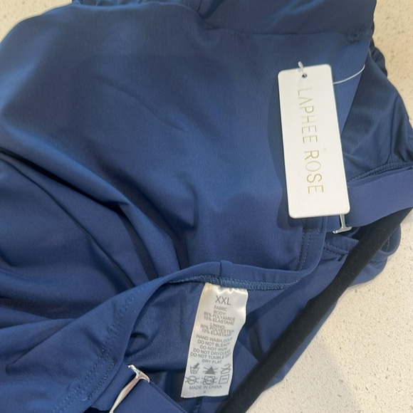 Laphee Rose One Piece Swimsuit Tummy Control Ruched Blue Size XXL New - Picture 11 of 16